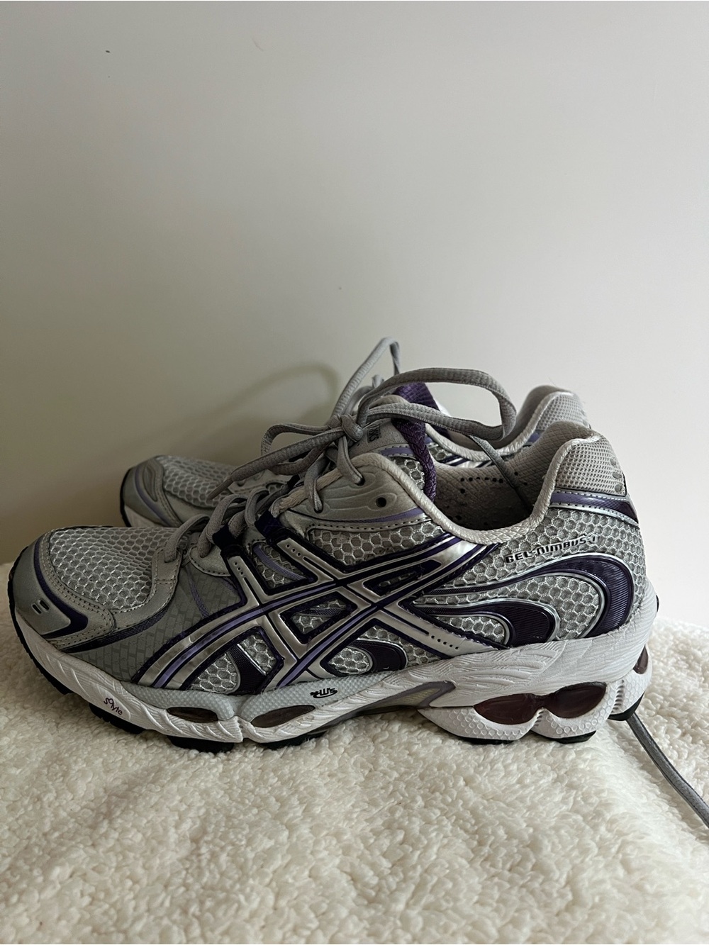 Asics Gray and Purple Women's Running Sneakers